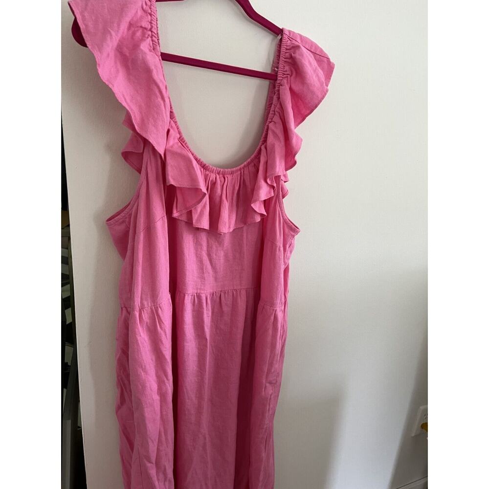Ava & Viv Women's 2X Pink Linen Boho Maxi Dress/Beach Cover Up w Pockets